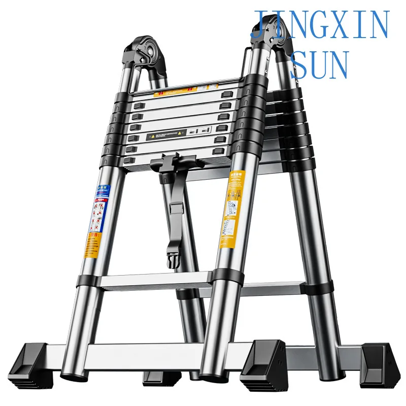 Stainless steel telescopic  multi-functional stacked  bamboo joint elevator telescopic ladder folding