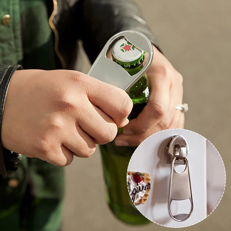 Multifunction Novelty Bottle Opener Zipper Shaped Beer Opener Creative Bar Tools Magnet Kitchen Gadget Decoration Fridge Sticker