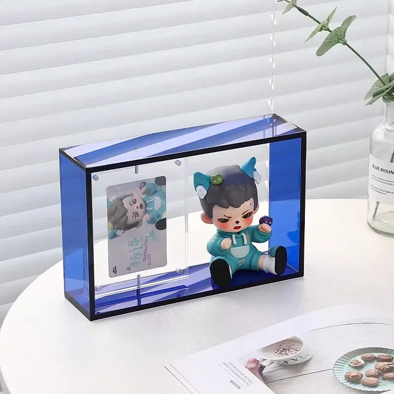 Rotatable Desktop Toy Storage Display Acrylic Picture Frame with Transparent Bubble Mat Handmade Card Organizer Box