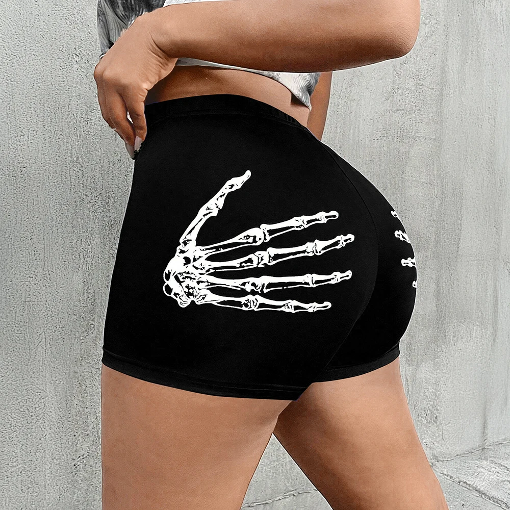 

Mia Muse Women's Shorts All Season Sexy Korean Skeleton Hands Printing