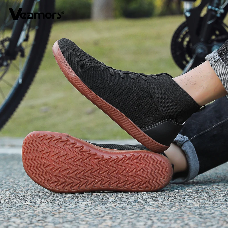 Men Knitted High Top Walking Shoes Breathable Comfortable Casual Sneakers Light Running Sports Shoes Non-slip Elastic Soft Sole