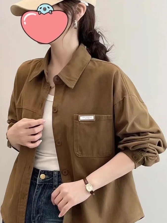 

Ladies Spring Autumn Loose Fit Long Sleeve Shirt Classic Collar Style Casual Versatile Fashionable Outerwear for Women