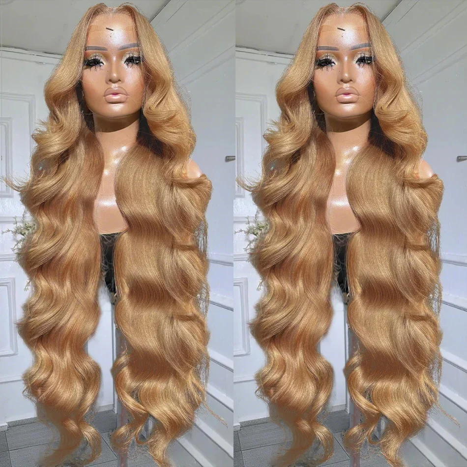 # 27 colores 13x6 HD onda del cuerpo rubio miel frente de encaje peluca de cabello humano resaltar 13x4 pelucas frontales de encaje transparente Pre desplumado