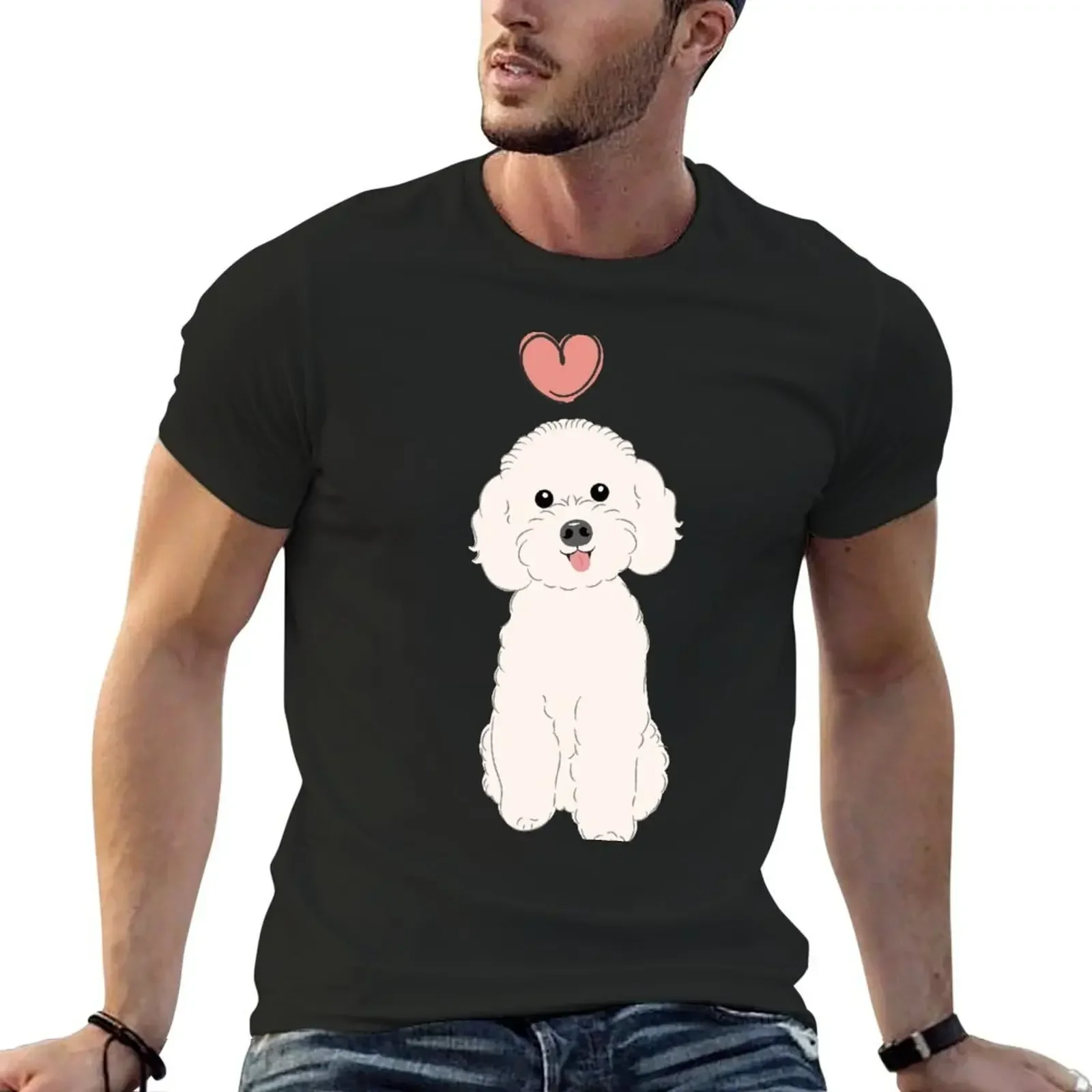 

LOVE White Poochon Bichon Poodle T-Shirt anime t shirts vintage t shirts T-shirts for men cotton