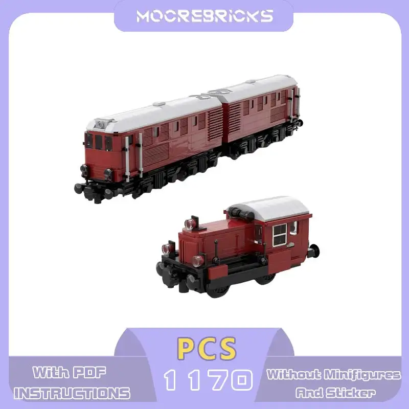 MOC Deutsche Schwere Doppel-Diesel-Lokomotive Bausteine Retro Stadtzug Doppelmotor Technische Eisenbahn-Bausteine Geschenk für Erwachsene