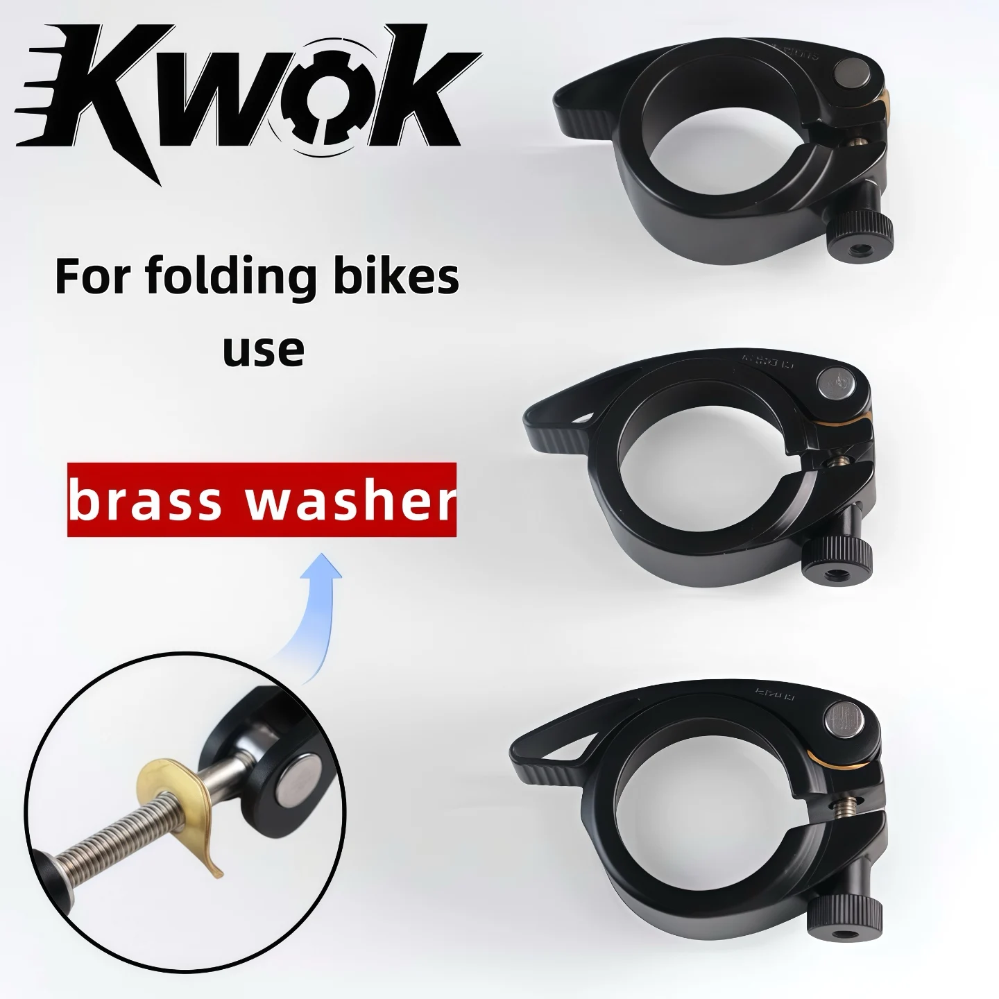 

KWOK MTB Folding Bike Seat Post Clamp Quick Release Lock Ultralight BicycleSeatTubeMount Compatible with 40.8/40/38.1mm Diameter