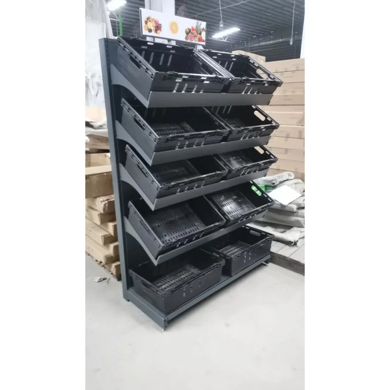 [Customized]Supermarket Light-Duty Display Stand Plastic Vegetable and Fruit Basket Easy Store Rack