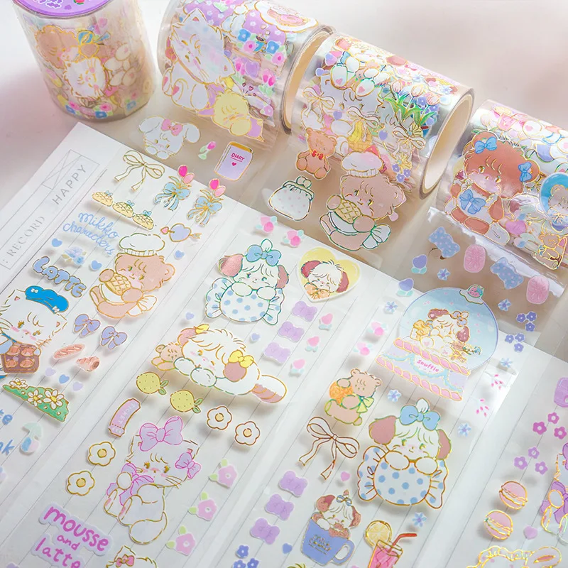 12pcs New Cute Mikko Tape Stickers Children\'s Stationery Cartoon Stationery Stickers Decorative Children\'s Gifts