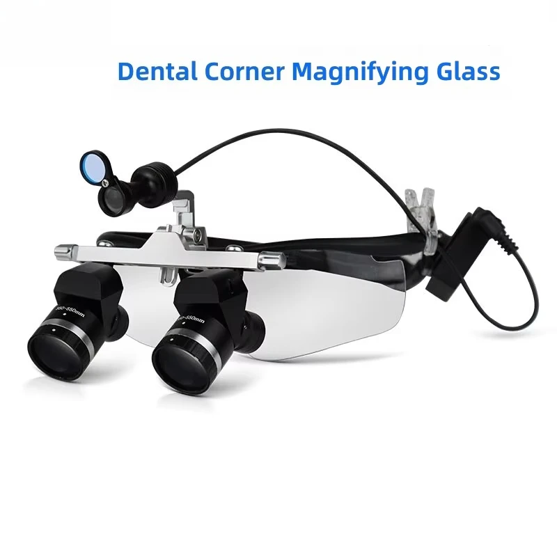 Eyeglass Mounted Angled Dental Medical Loupes with Portable LED Light Three Point Five to Five Point Five Times