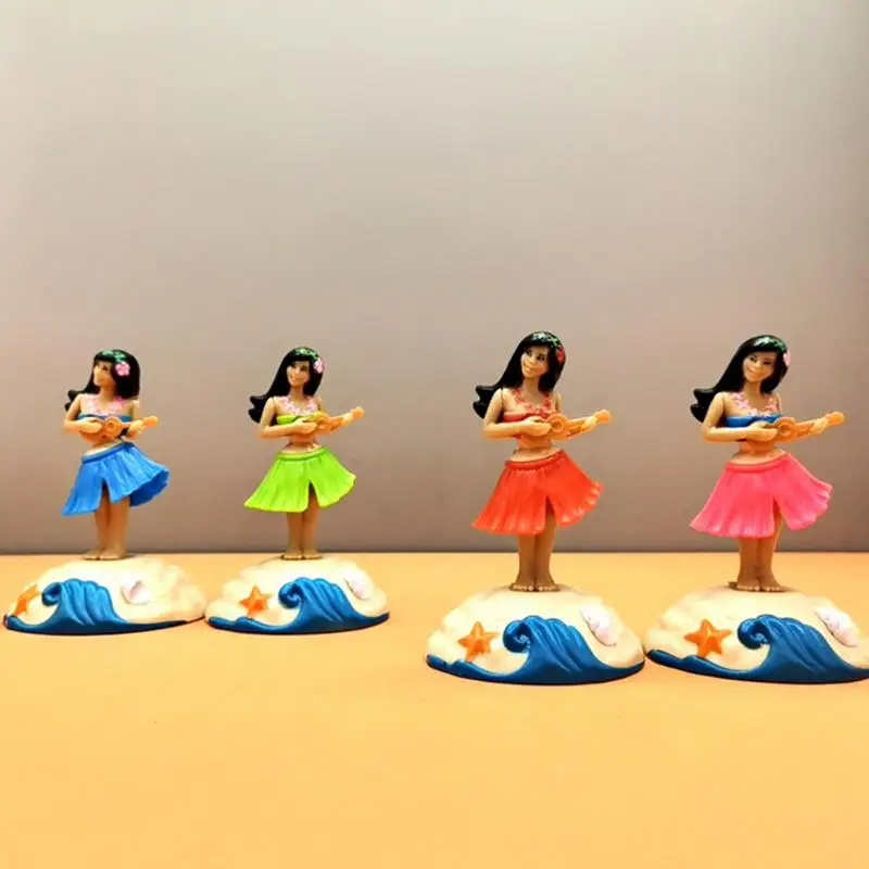 Cartoon Automotive Trim Tabletop Ornaments Hawaiian Girl Dashboard Doll Figurine For Car interior Home Office Desk Bedroom