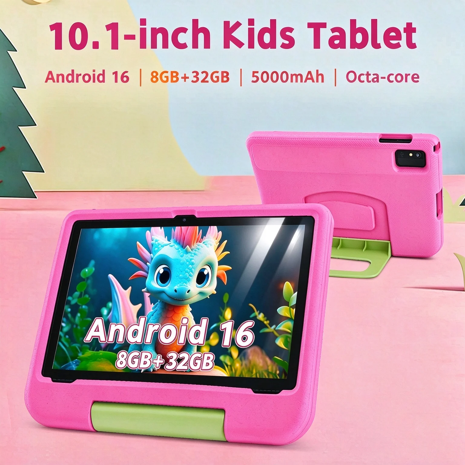 Kids Tablet Android 16 Tablet 10 inch Kids Tablet with Case Octa-Core 8GB 32GB Dual Camera Parental Controls Educational Tablet