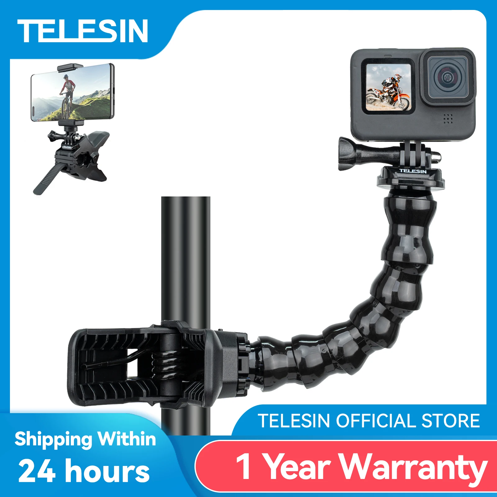 

TELESIN Car Suction Cup Window Glass Mount Flexible Holder for GoPro 12 11 10 9 8 7 6 Insta360 Osmo Action SJCAM EKEN Smartphone