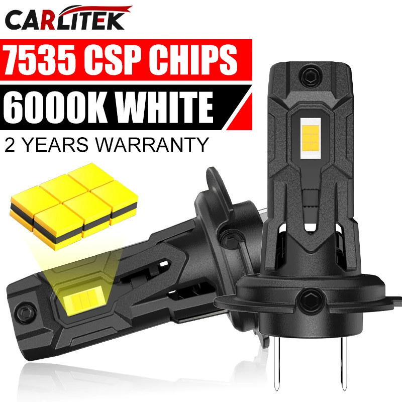 2 Lâmpadas LED H7 Turbo 6000W CANBUS 6.000.000LM Mini Lâmpada 1:1 7535 CSP Sem Fio Plug and Play para Carro 6000K 12V