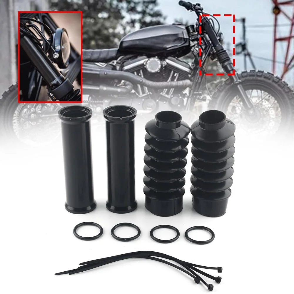 Front Fork Cover Shock Absorber Fork Pipe Cover Gaiters Boots Shock Dust Caps For Harley Davidson Sportster XL 883 XL1200 FXD