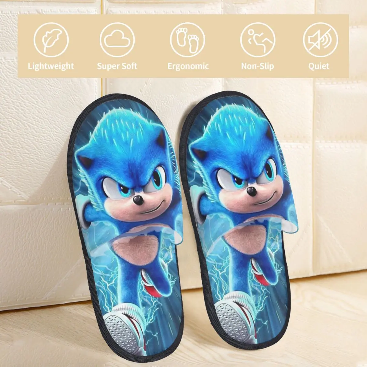 S-Sonics and Shadows The Hed gehog Winter Cotton Home Shoes Slippers Living Room Soft Household Fur Slides Slippers Non Slip