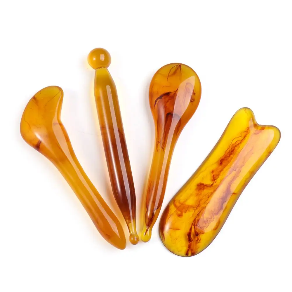 7PCS/Set Natural Resin Guasha Scraping Massage Tools Facial Body Massage Acupoint  Body Care SPA Multi-colors