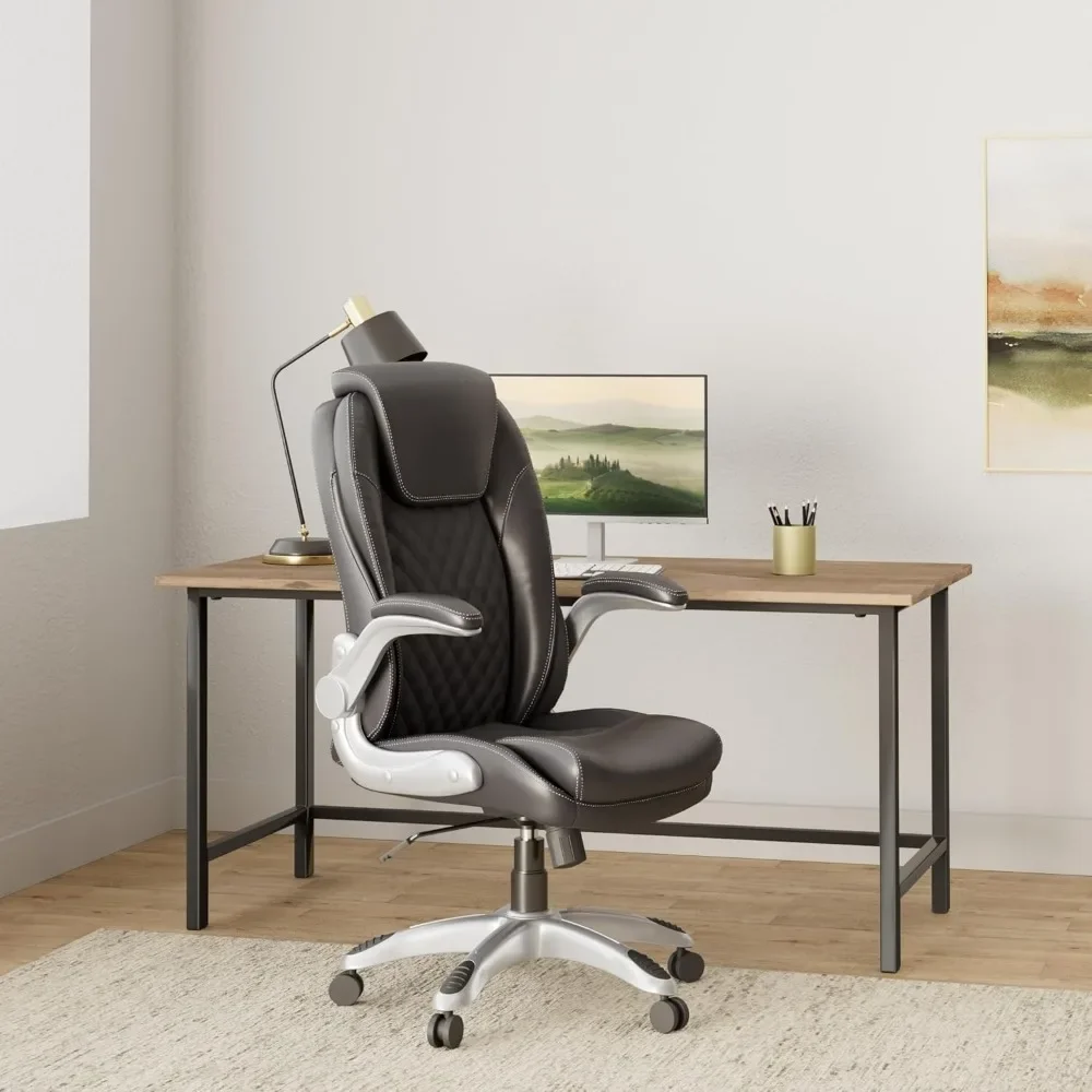 Bonded Leather Chair Adjustable Office Chairs with Plush Padding, Provides Lumbar, Arm and Head Support, Office Chair