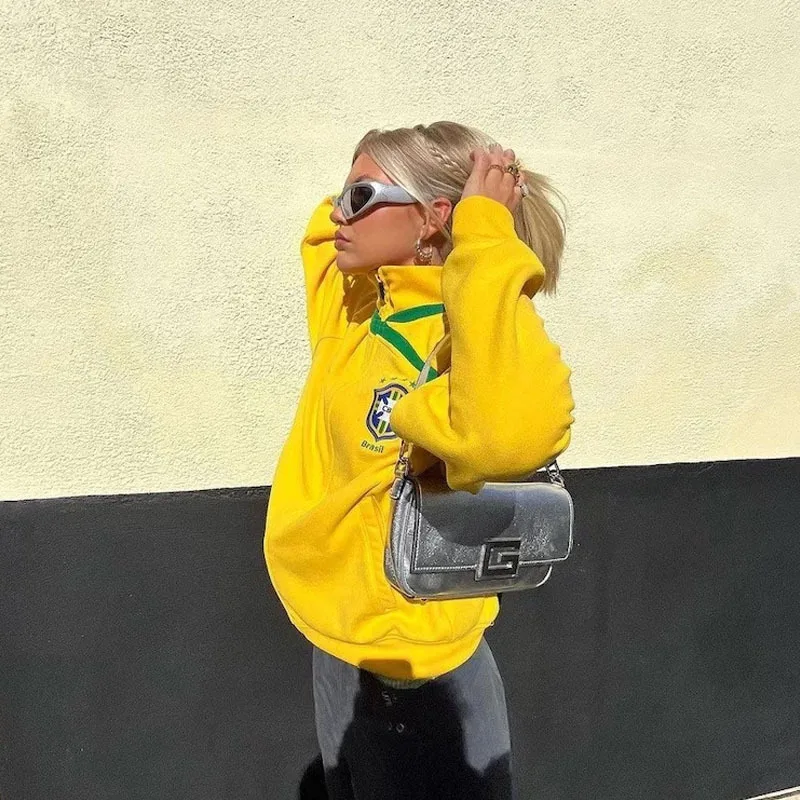 

Женская одежда в стиле Ins, осень-зима 2021, хит продаж, свободный пуловер с капюшоном и индивидуальным рисунком, толстовка