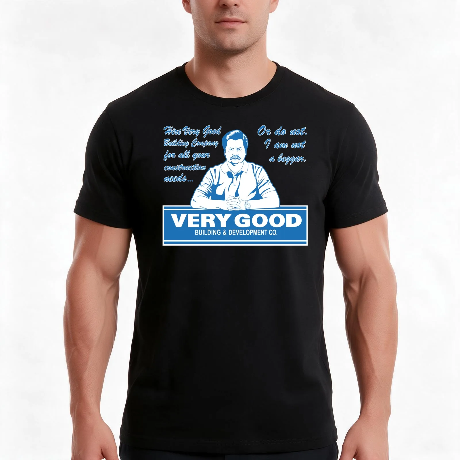 Very Good Building Ron Swanson T-Shirt Summer Casual Cotton Tee Oversized Streetwear Tops Vintage Graphic Print 100% Cotton