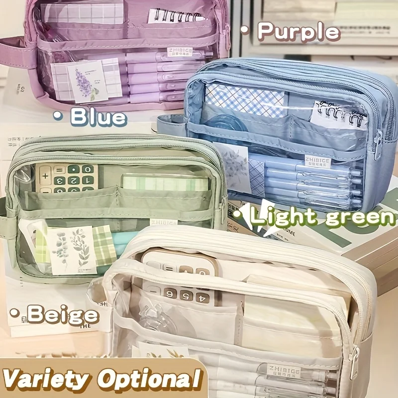

Large Capacity Multi-Compartment Storage Pencil Case, Stationery Bag, Pen Holder, Makeup Organizer, Portable Gift