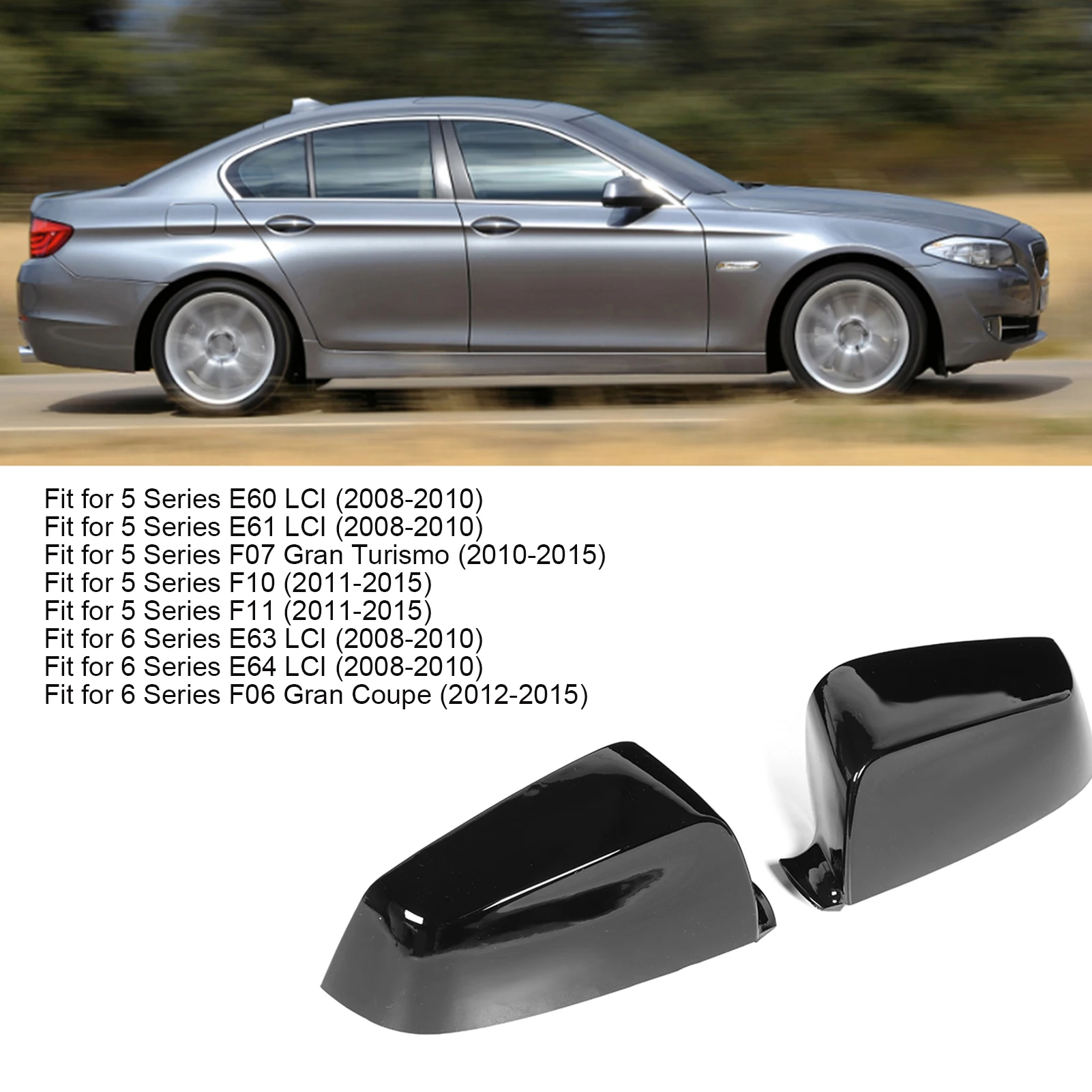 

1 Pair Rearview Mirror Cover For BMW 5 6 7 Series E60 F10 F01 2008-2015 OEM 51167187431 ABS Plastic Cap