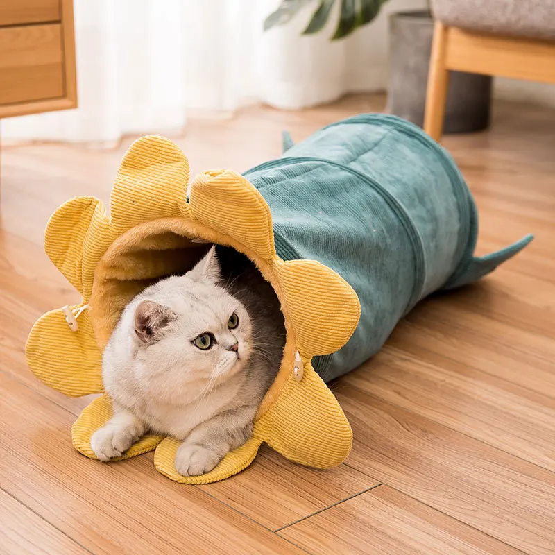 

Interesting Cats Tunnel Bed Pet Tunnel Collapsible Vegetable Shaped Kitten Games Toys Nest Soft Corduroy Puss Sleeping Supplies