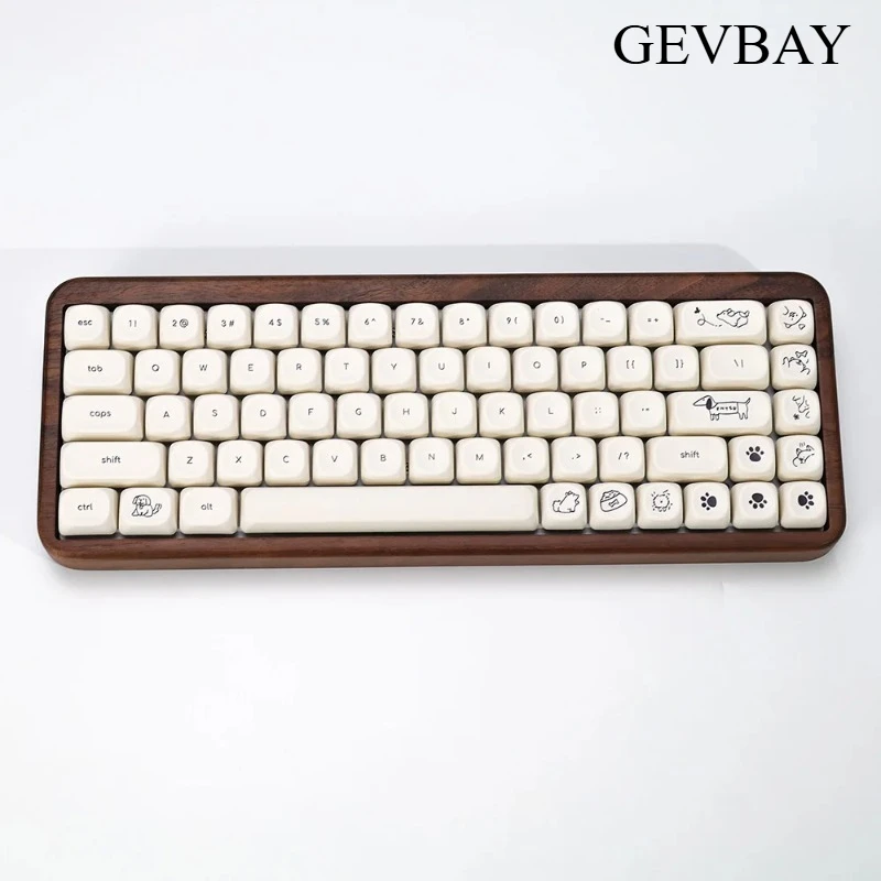 Milky White MOA PBT Animal Keycaps 124 Keys Dog Cat Bear Thermal Sublimation Multi-Language Keyboard Keycaps