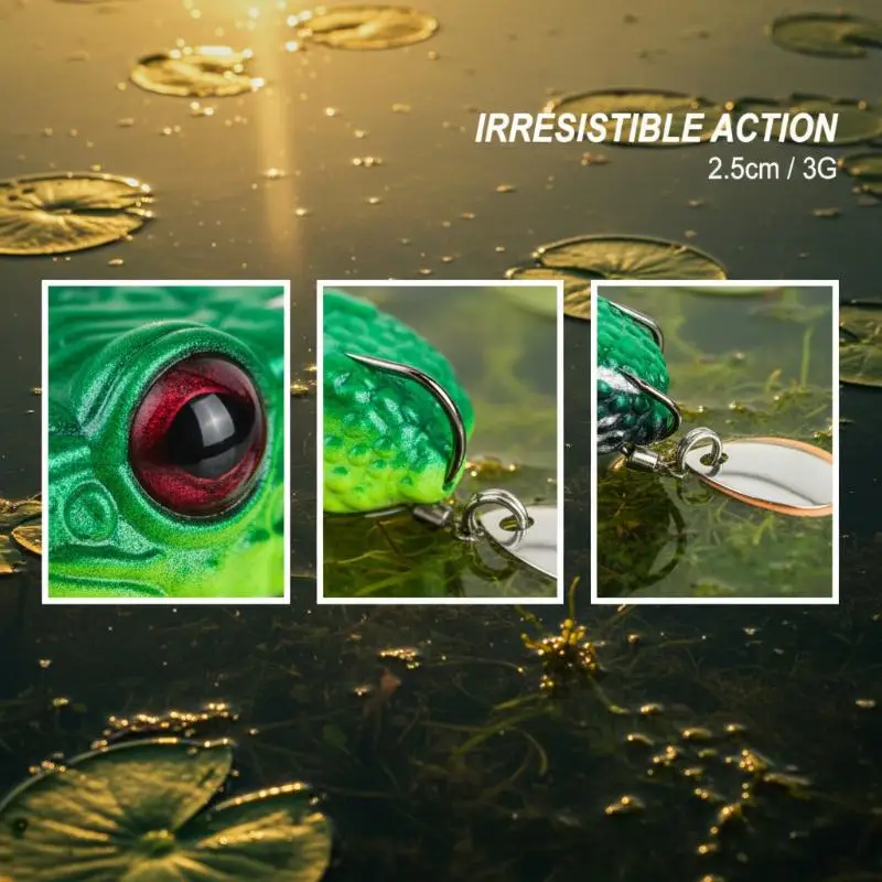 Outdoor Luya Long-Range Thunder Frog 3cm/4.3g Mini Frog Hits 16 Colors Software Toad Frog Double Hook Noise Sequins