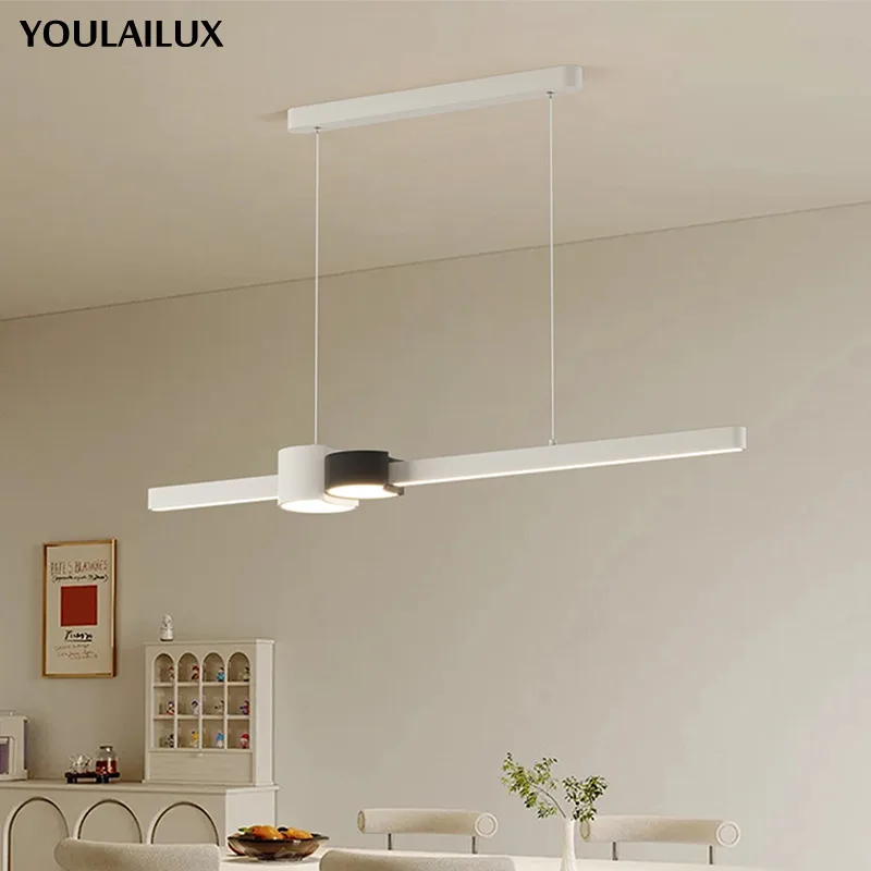 Led Long Strip Restaurant Pendant Lights Simple Dining Table Bar One-word Chandelier Modern Home Indoor Decoration Lighting Lamp