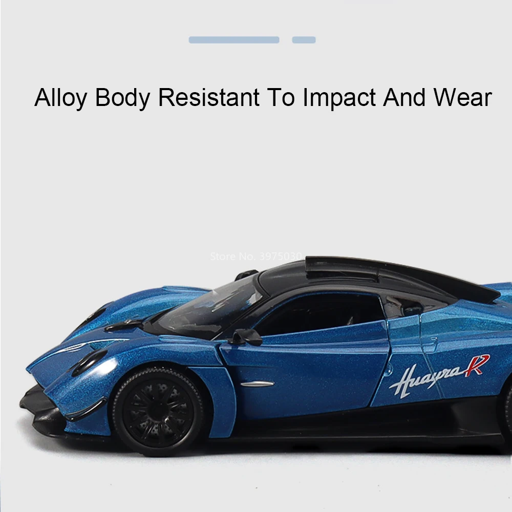 1:32 Pagani Huayra R ‌   โลหะผสมรถยนต์ของเล่นDiecastรุ่นล้อดึงกลับMiniatureพร้อมแสงเสียงSuper Carสําหรับเด็กผู้ใหญ่ของขวัญ