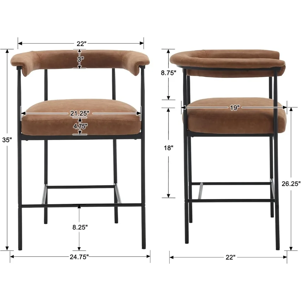 Moderne barkrukken set van 4, 26" toonbankhoogte met armen, Sherpa gestoffeerde barkrukken keukeneiland zwart metalen frame