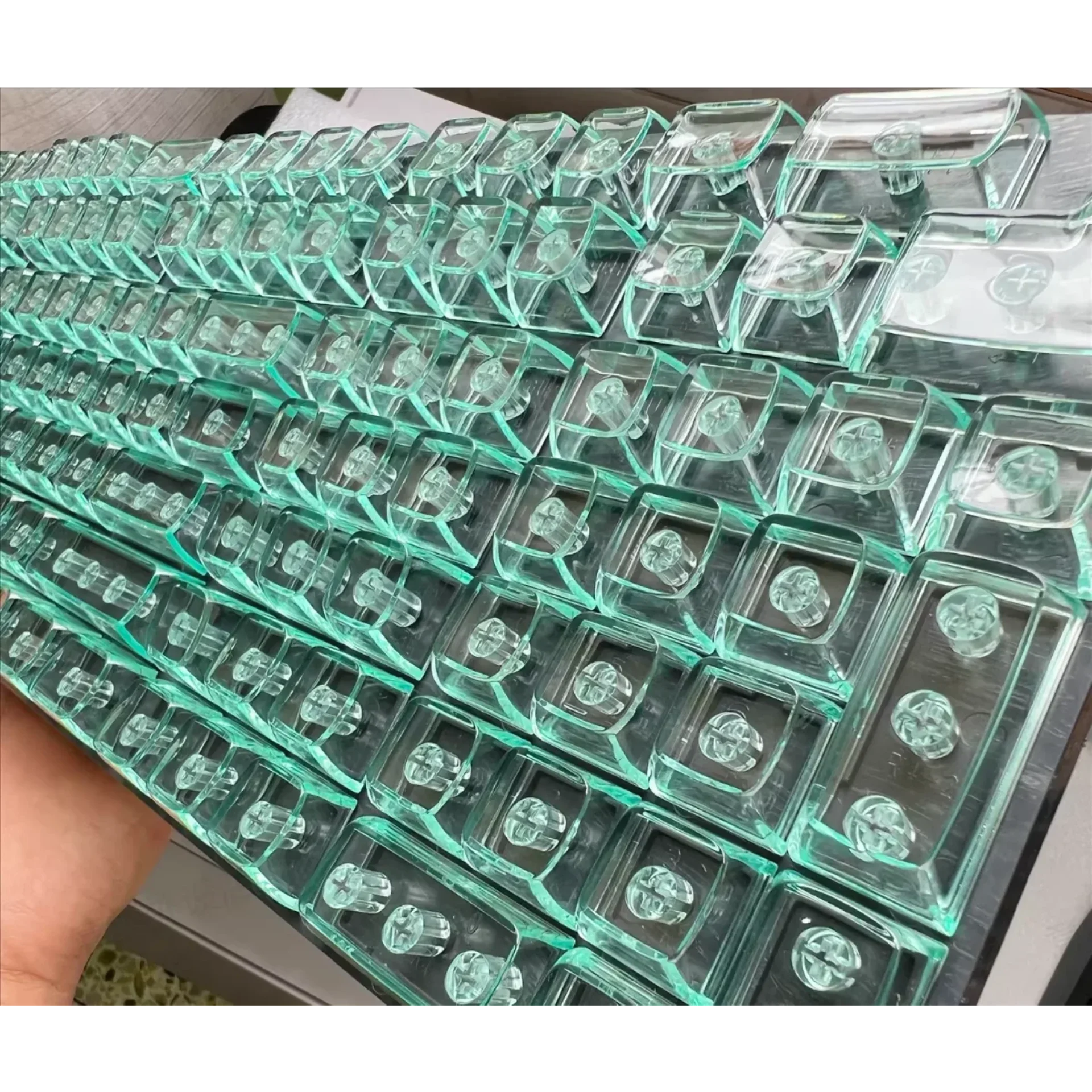 Glossy Color Crystal Transparent Keycaps PC Uncut Adaptor 60/64/84/98/108 Gaming Mechanical Keyboard MX Switch