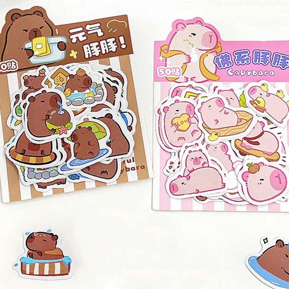 School Supplies Capybara Stickers Cartoon Stickers Capybara Capybara Decoration Sticker Pink Brown Kids Toys Sticker Phone