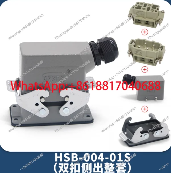 Connector 4-pin, HSB-004-01S-PG16 rectangular plug holder cold pressed male and female large ampere 35A