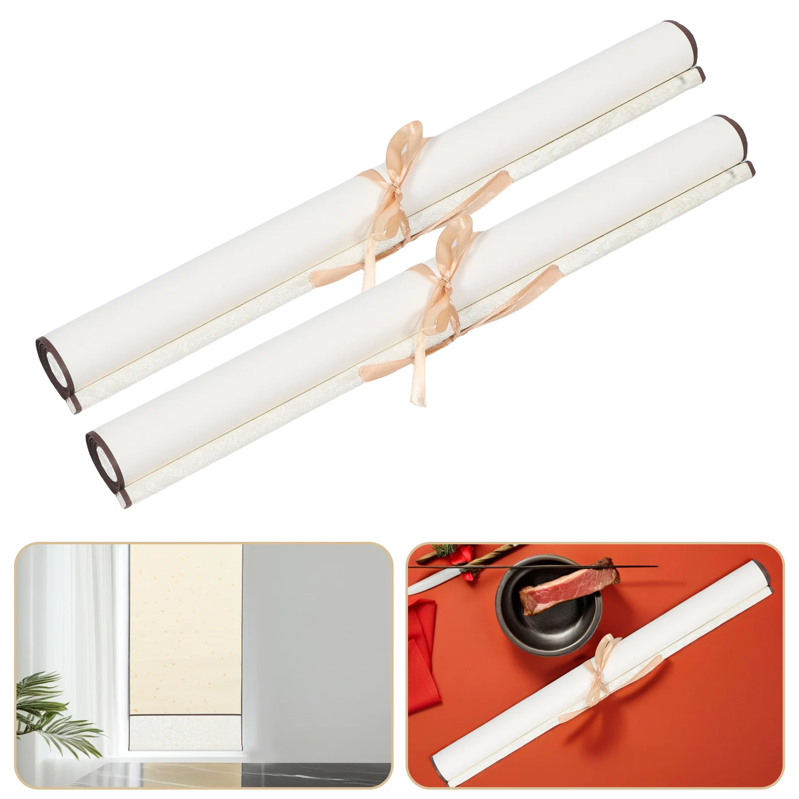 

2 Rolls Chinese Calligraphy Scroll Blank Rice Paper Scrolls Painting Supply For Calligraphy Drawing Handmade Wood Calligraphy