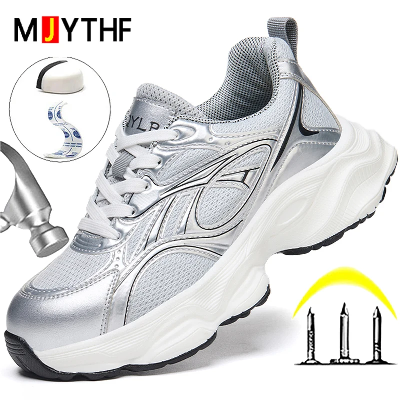 

Fashion Women's Safety shoes Anti-smash Anti puncture Work Shoes Lightweight comfort Protection Shoes Work Sneakers Security