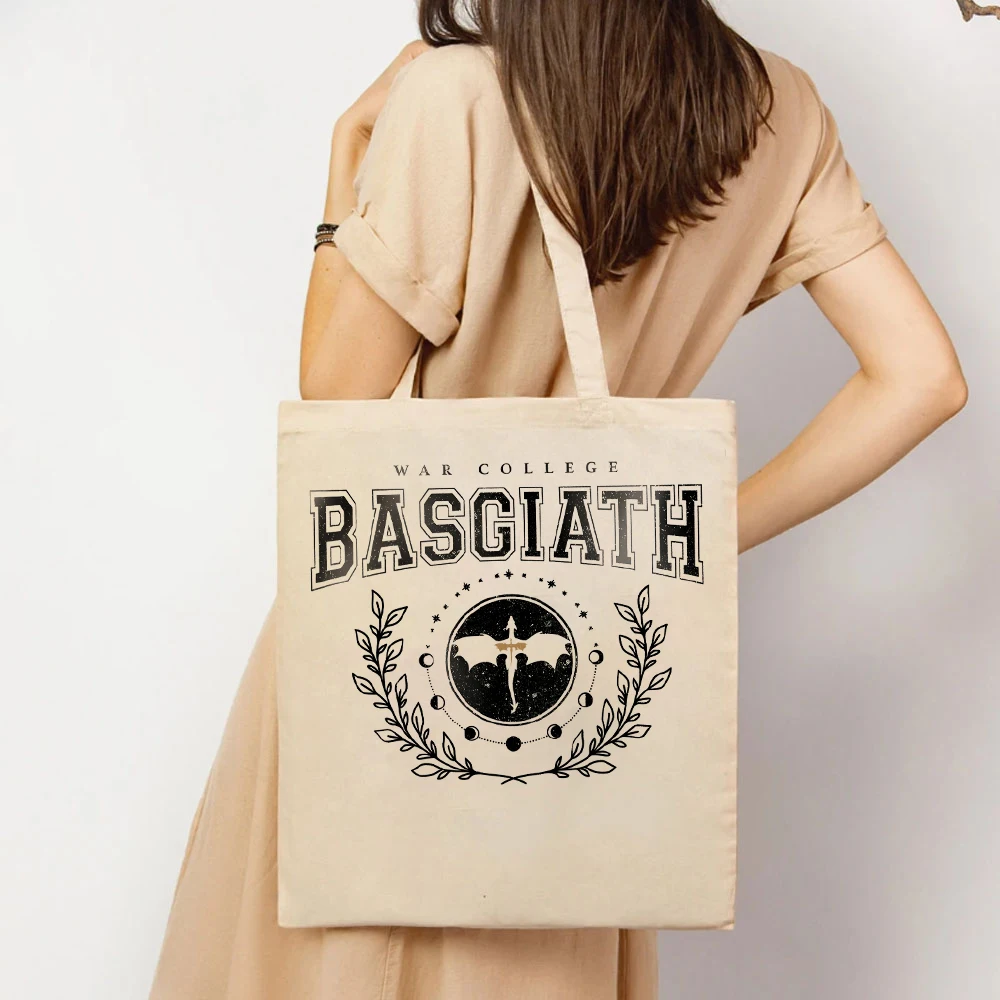 Basgiath War College Tote Bags Fourth Wing Womens Handbag Bookish Shopping Bag Dragon Rider Bags for Women Violet Sorrengail Bag