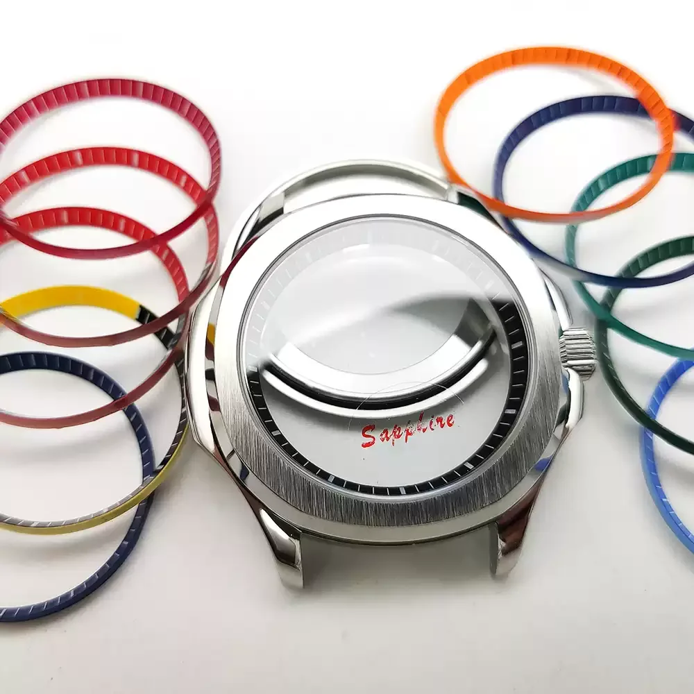 40mm Steel Case Fit NH35 28.5-31mm Dial Multi-Color Chapter Ring Sapphire Screw Crown Mod Parts