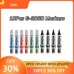 Gxin G-206D 10 Pcs Erasable Whiteboard Markers,Replaceable Refill,Fiber Tip,Water-based Ink,School MeetingSupplies