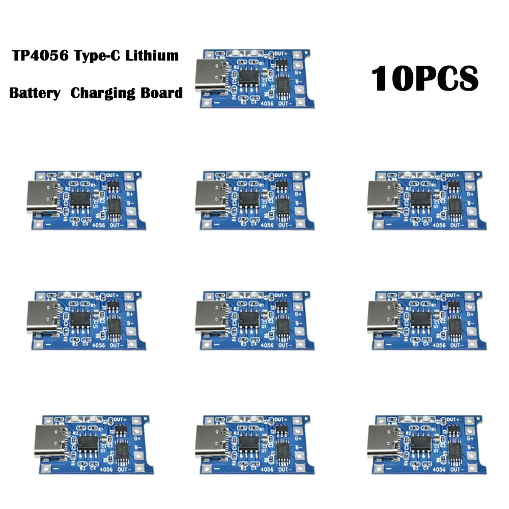 1-10 pcs Type-C 5V 1A 18650 TP4056 Lithium Battery Charger Module Charging Board With Protection Dual Functions 1A Li-ion