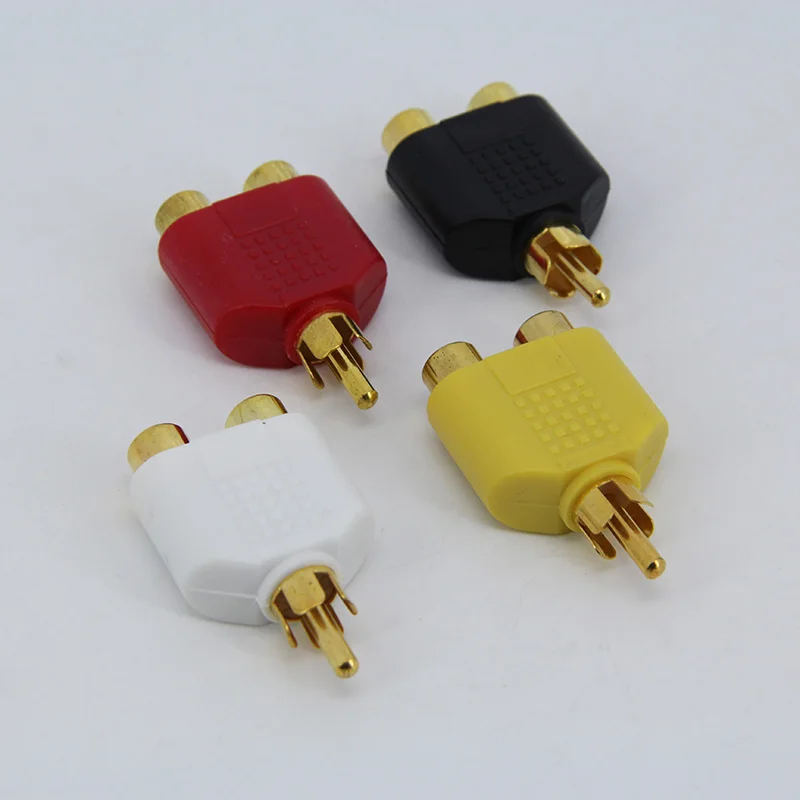 1 uds/4 Uds chapado en oro Audio Video 1 Rca macho a 2 rca hembra 2-RCA convertidor divisor AV acoplador conector adaptador enchufe