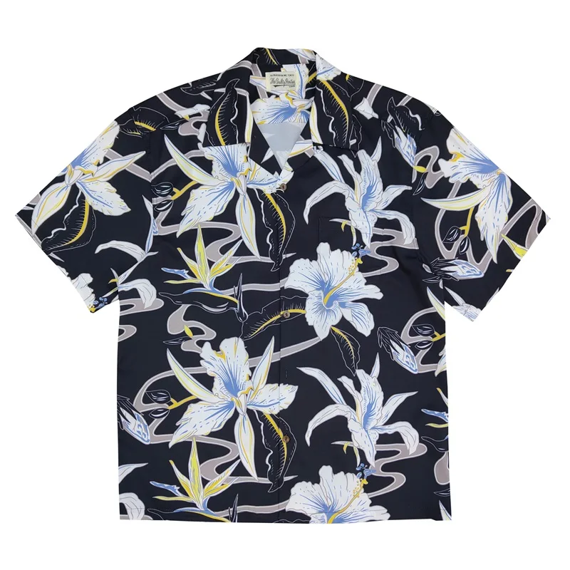 Full Print Lily WACKO MARIA Shirt Summer Retro Short Sleeve Shirt Cuban Neck Mens Womens Hawaiian Shirt Tops