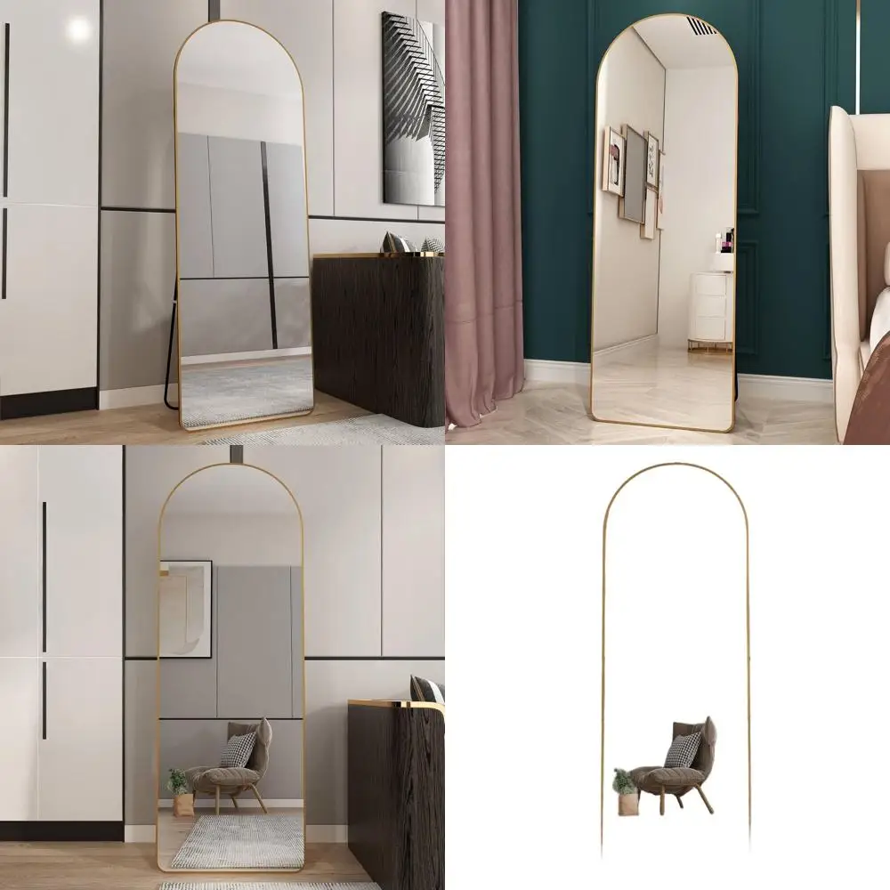 

Arched Floor-Mounted Wall Mirror, 3rd Gen Aluminum Alloy, Enhanced Quality, 65x23, Ideal for Bathrooms and Bedrooms, Gold Finish