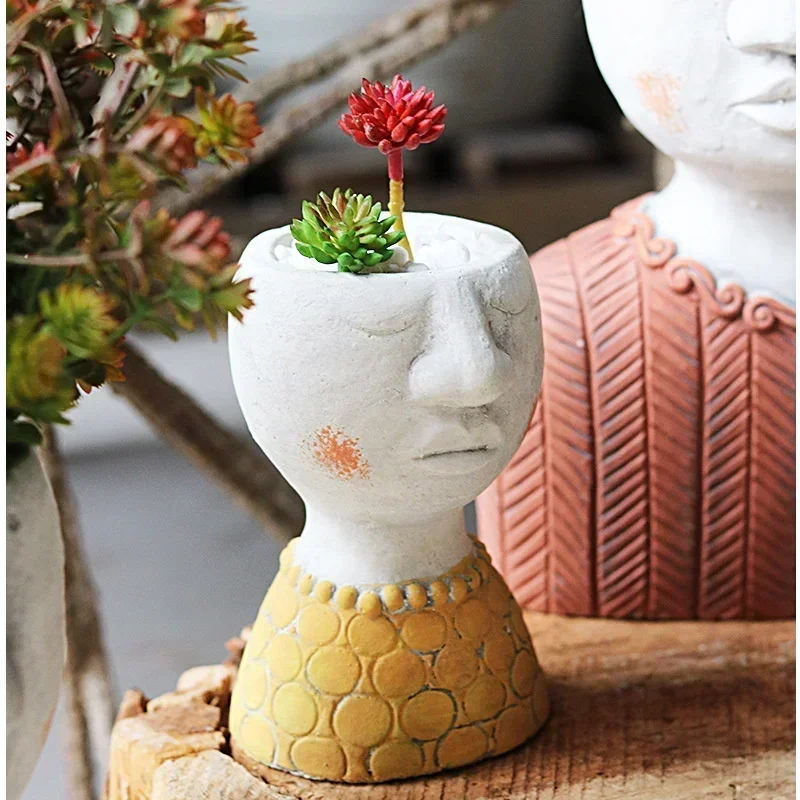 

happiness home art portrait sculpture flowerpot balcony decoration dry flower vase ornaments