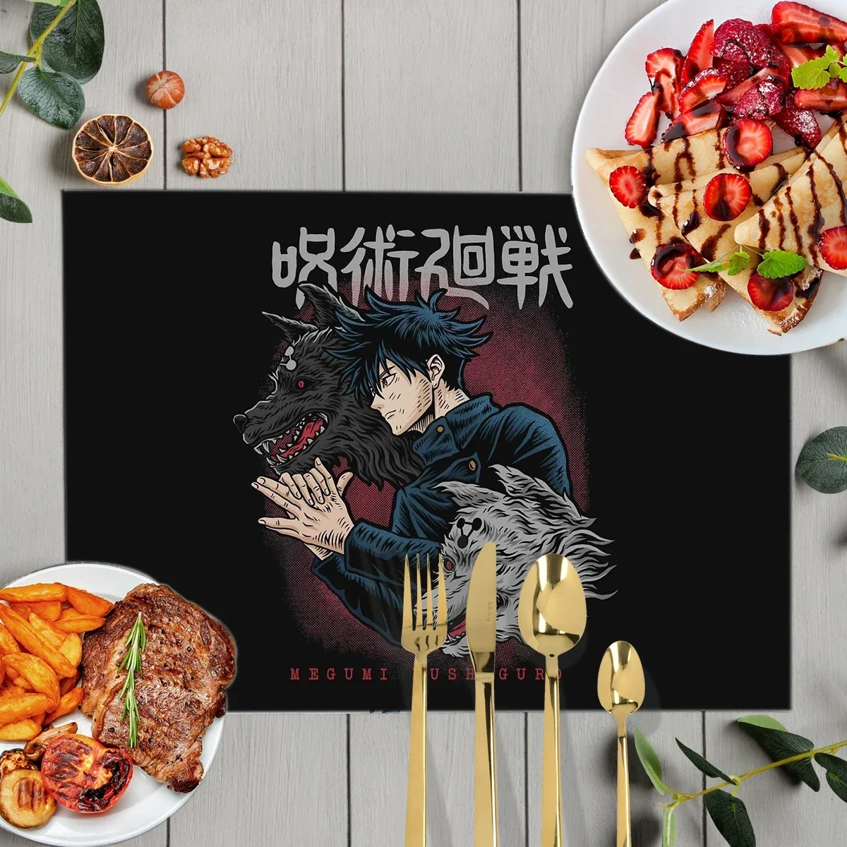 Anime Jujutsu Kaisen Table Mats Gojo Satoru Tops Yuji Itadori Table Coasters Linen Coffee Cup Pads Waterproof Kitchen Placemat