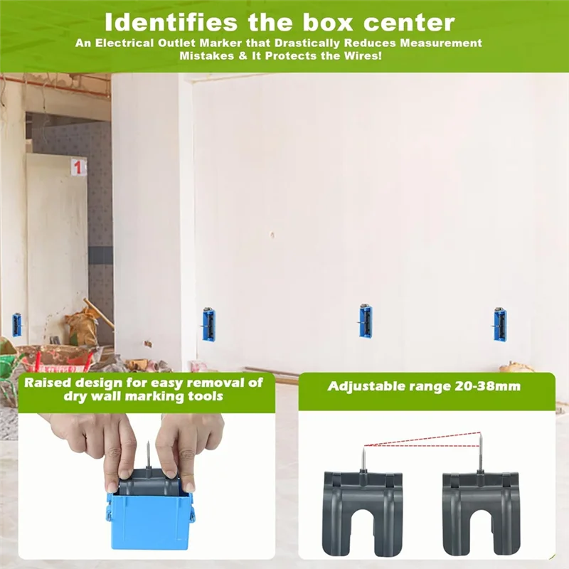 

THIVN-10Pcs Drywall Outlet Box Marker,Electrical Outlet Marker For Drywall Wire Protection Drywall Electrical Box Locator Grey D