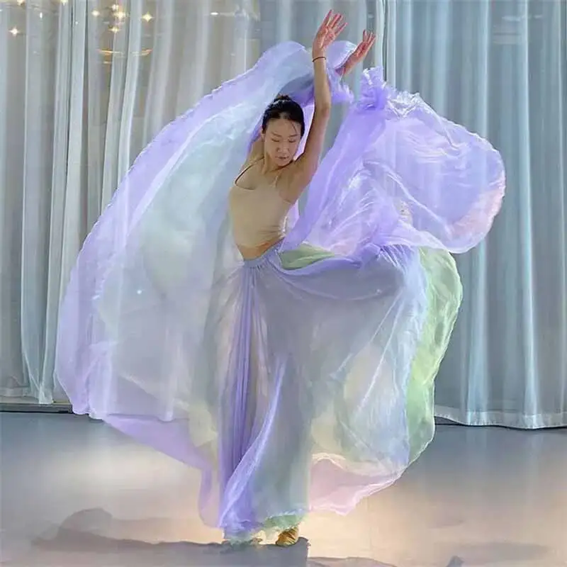 Stage Classical Dancer Performance Costumes Women Chiffon Practice Dance Clothes Chinese Style Folk Dance Dress Plus Size 2XL
