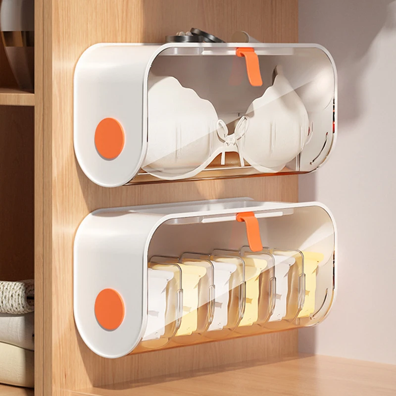

Wall Mounted Underwear Storage Box Socks Panties Storage Organizer 6 Cells Adjustable Removable Home Drawer Closet Storage Box