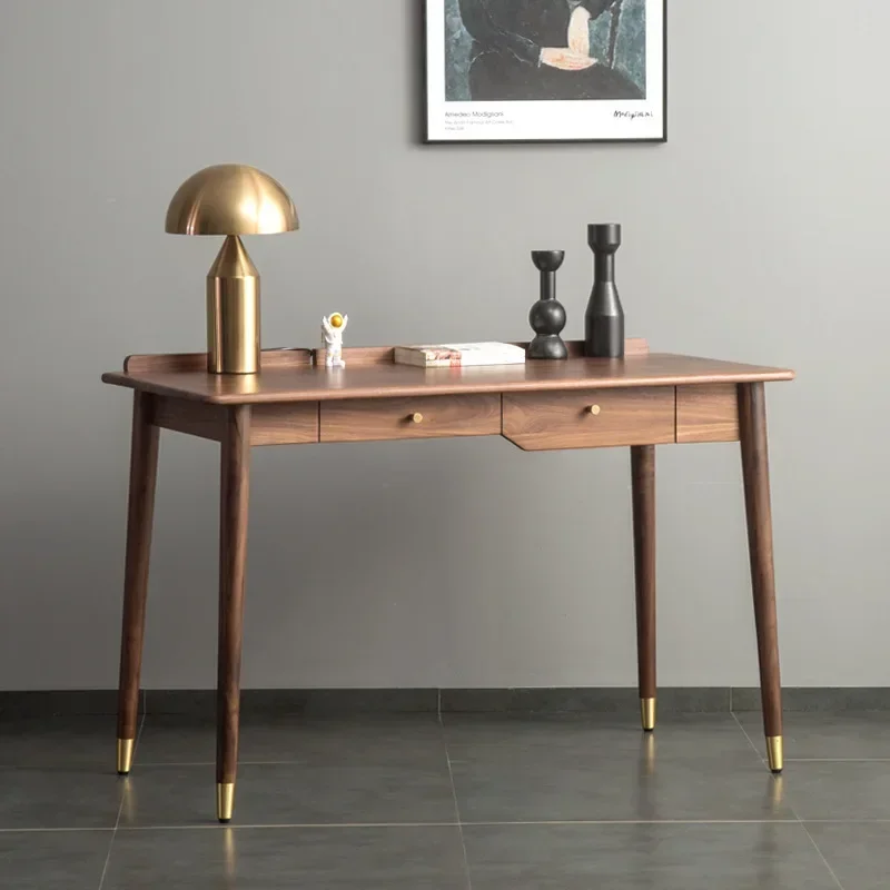 Nordic all solid wood desk book chair black walnut modern simple study table modern light luxury computer desk