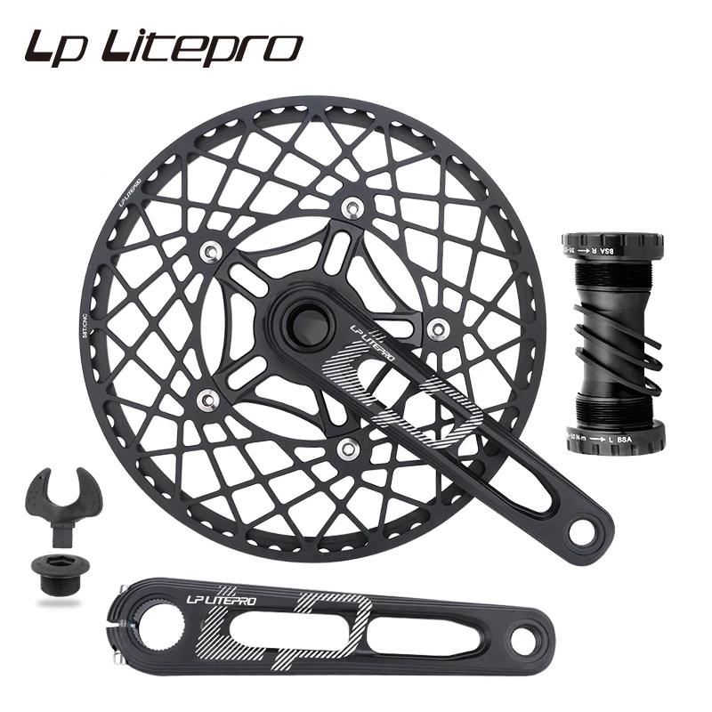 LP Litepro Aluminum Alloy Folding Bicycle Crank 170MM  Single Chainring 130BCD Bike Chainwheel Crankset CNC Hollow 53T 56T 58T